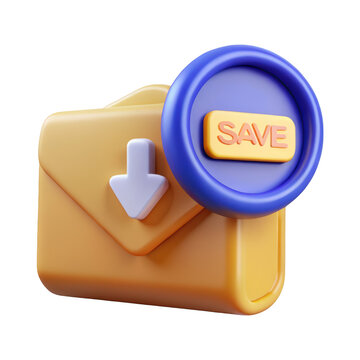 3d render of download icon with envelope and save button isolated on a background,modern style