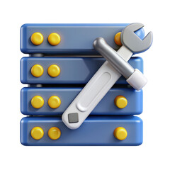 Poster - 3d server stack with wrench on background represents maintenance and technical support for data centers or networks