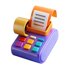 Aufkleber - Colorful 3d render of a card payment terminal with receipt on a background finance illustration