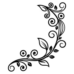 Poster - Elegant black floral swirl design adds decorative flourish to invitations, cards, and crafts with classic beauty.