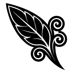 Poster - Elegant black tribal leaf swirl design for modern creative projects and decorative applications