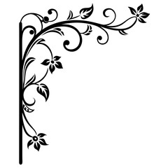 Poster - Elegant black floral corner flourish design adds decorative beauty to invitations, borders, and vintage projects