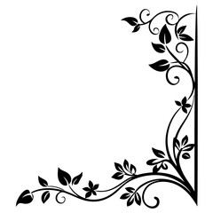 Poster - Elegant black floral corner flourish design enhances invitations and decorative projects with timeless beauty