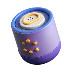 Aufkleber - Isometric smart speaker 3d rendering with circular button and control dials on a solid background