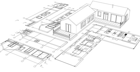 Aufkleber - house architectural project sketch 3d illustration	
