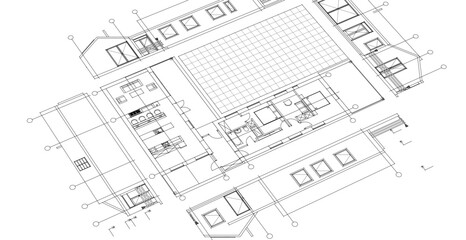 Aufkleber - house architectural project sketch 3d illustration	
