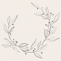 Poster - Elegant, delicate floral wreath design.