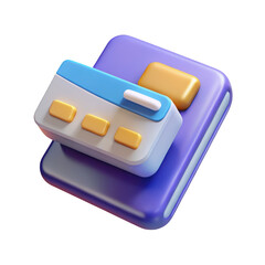 Leinwandbilder - Stylized 3d rendering of a mobile calendar app icon on purple base with ui elements