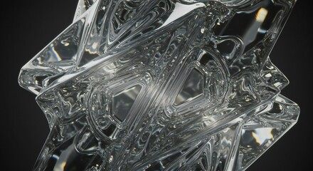 Poster - Abstract transparent twisted form showcases light refraction and sculptural qualities