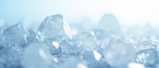 Poster - Shimmering crystals scattered on soft surface create serene and tranquil atmosphere, reflecting light beautifully