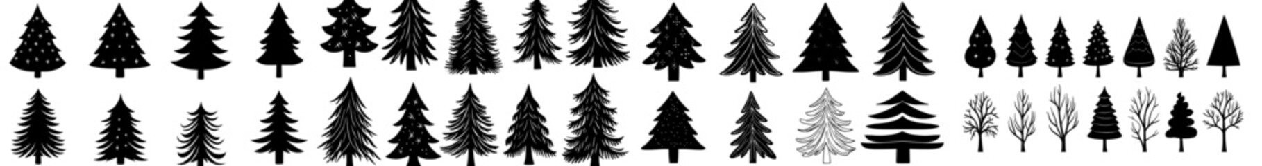 Poster - A hand drawn Christmas tree is featured in a set of sketched illustrations of firs