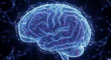 Poster - Digital brain illustration representing artificial intelligence and neural networks
