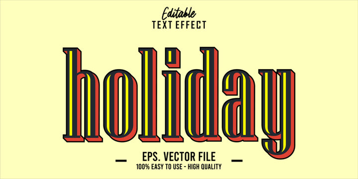 Editable text style effect, holiday text in cool vector style 