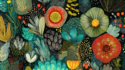 Poster - A vibrant floral pattern with intricate details.