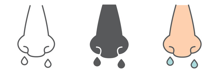 Poster - Runny nose icon collection, coronavirus and allergy, flu sign vector set graphics, editable stroke linear icon, eps 10
