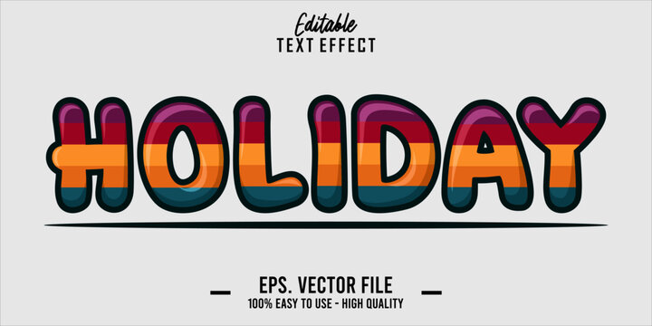 Editable text style effect, holiday text in cool vector style 