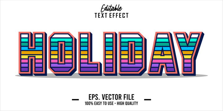 Editable text style effect, holiday text in cool vector style 