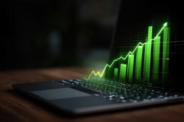 Poster - Positive business growth trends on a laptop