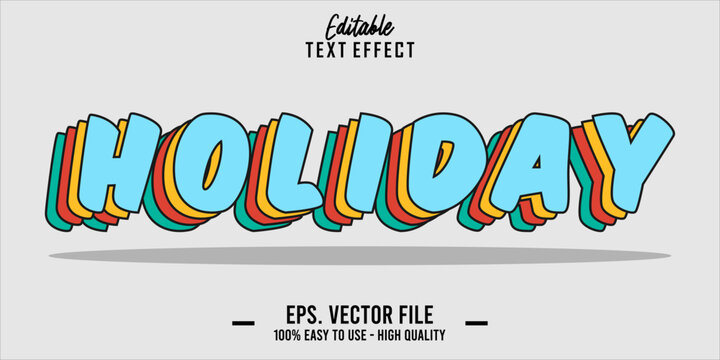 Editable text style effect, holiday text in cool vector style 