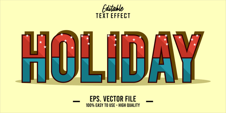 Editable text style effect, holiday text in cool vector style 
