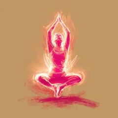 Fototapete - Radiant figure in a yoga pose, vibrant illustration.