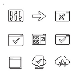 Aufkleber - Collection of minimalist black and white line art icons representing software and interface functions.