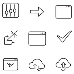 Aufkleber - Collection of modern line icon set illustrating various website user interface elements