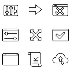 Fototapete - Collection of simple vector icons representing interface elements and functionality