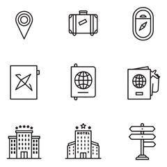 Leinwandbilder - Collection of travel icons depicting journey elements and holiday adventure destinations