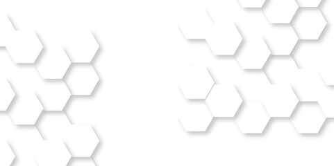 Poster - Seamless pattern with hexagons Abstract minimal Background. Abstract emboss white Hexagonal Background. Luxury White Pattern. Vector Futuristic minimal honeycomb mosaic white background. 3D background