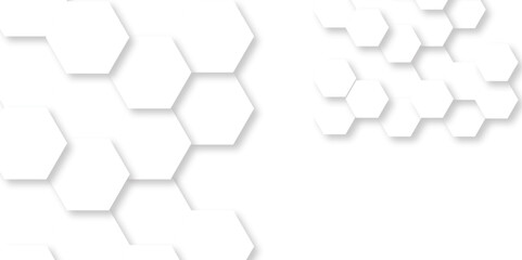Poster - Seamless pattern with hexagons Abstract minimal Background. Abstract emboss white Hexagonal Background. Luxury White Pattern. Vector Futuristic minimal honeycomb mosaic white background. 3D background