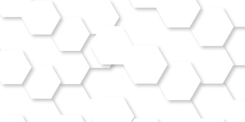 Poster - Seamless pattern with hexagons Abstract minimal Background. Abstract emboss white Hexagonal Background. Luxury White Pattern. Vector Futuristic minimal honeycomb mosaic white background. 3D background