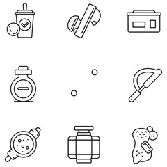 Leinwandbilder - Set of minimalist icon illustrations depicting various objects and concepts in black and white