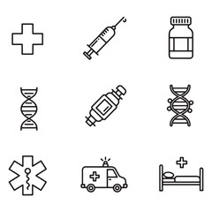 Leinwandbilder - Set of minimalist medical icons representing healthcare, science, and emergency services