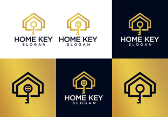 Leinwandbilder - Simple house logo icon vector with key