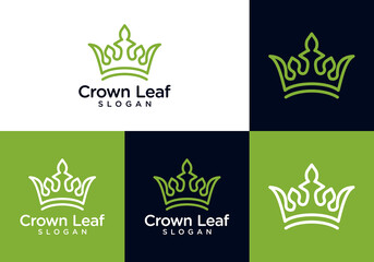 Leinwandbilder - Vector icon logo crown with leaves