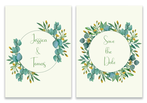 Watercolor summer floral Frames collection with hand painted delicate leaves and flowers. Romantic floral arrangements perfect for wedding greeting cards, invitation. High quality illustration.