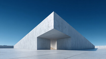 Poster - White Concrete Modern Architecture Under Clear Blue Sky Abstract Design Pattern 75794469 1