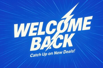 Leinwandbilder - Bright blue sign with dynamic lettering that reads 