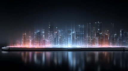 Aufkleber - Digital Cityscape Hologram Over Smartphone with Blue and Pink Glowing Lines in Dark Background 25442456 1