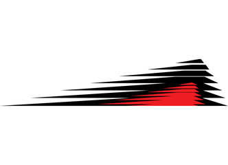 Poster - Racing red and black vector pattern for car body, motorcycle, boat, airplane, toy, sportswear, Sharp sports design element. Striped vector background. Speed, arrow from sharp lines