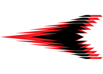 Poster - Sharp arrow. Racing red-black vector pattern on the body of a car, motorcycle, boat, airplane, toy, sportswear, Sharp sports design element. Striped vector background with lines. Speed, Spot for text