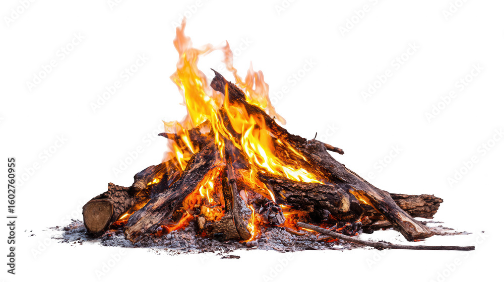 a campfire with burning wood on a white background, png, transparent ...