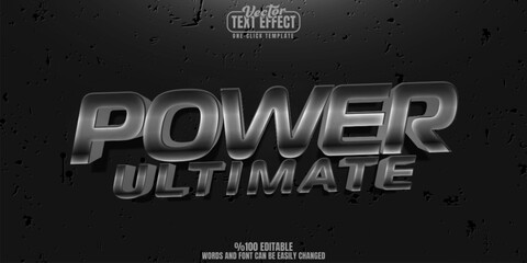Poster - Power editable text effect, customizable metallic and bullet 3d font style