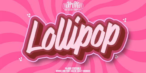 Poster - Lollipop editable text effect, customizable candy and sweet 3d font style