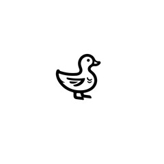 Poster - A simple line drawing of a duck with curved body and small wing detail art