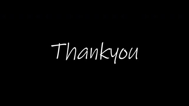 Animated of Thank You handwriting text, 4k animation with alpha channel