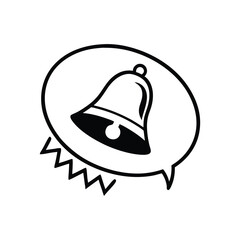Poster - Ringing Bell Notification Icon with Sound Waves in Speech Bubble Vector Illustration for Alert Designs