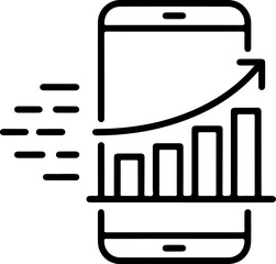 Poster - Mobile phone displaying a rising bar graph with an upward trend arrow and motion lines