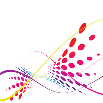 Energetic abstract composition of flowing lines and oval patterns in pink, red, and purple hues.

